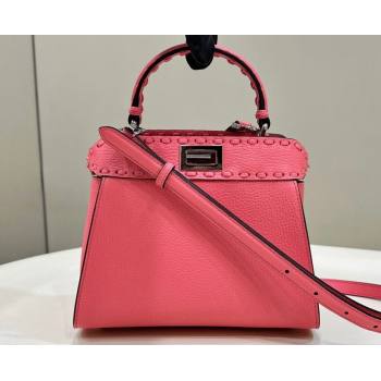 Fendi iconic Peekaboo Mini Bag Pink Selleria with 220 hand-sewn topstitches 2024 (chaoliu-24040947)