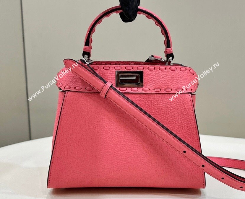 Fendi iconic Peekaboo Mini Bag Pink Selleria with 220 hand-sewn topstitches 2024 (chaoliu-24040947)