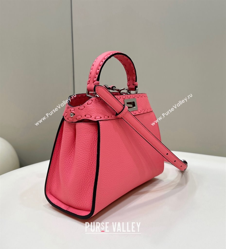 Fendi iconic Peekaboo Mini Bag Pink Selleria with 220 hand-sewn topstitches 2024 (chaoliu-24040947)
