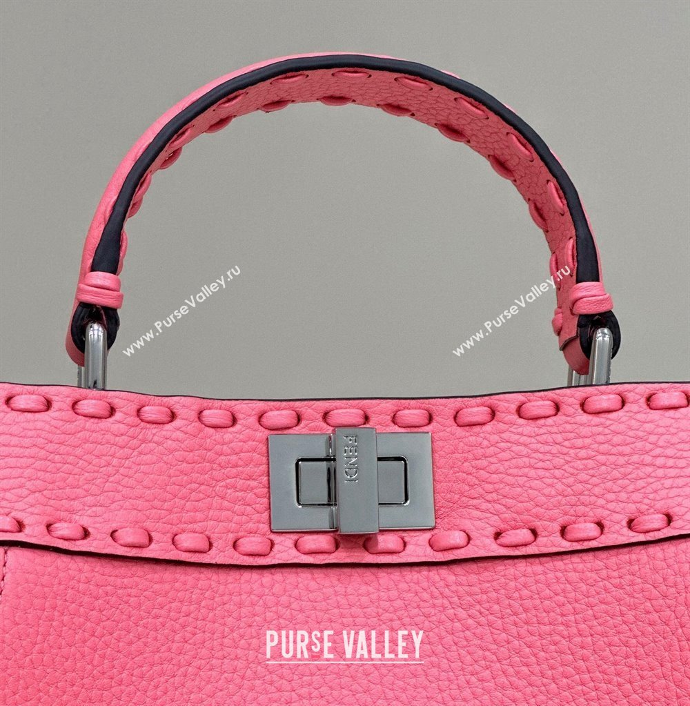 Fendi iconic Peekaboo Mini Bag Pink Selleria with 220 hand-sewn topstitches 2024 (chaoliu-24040947)