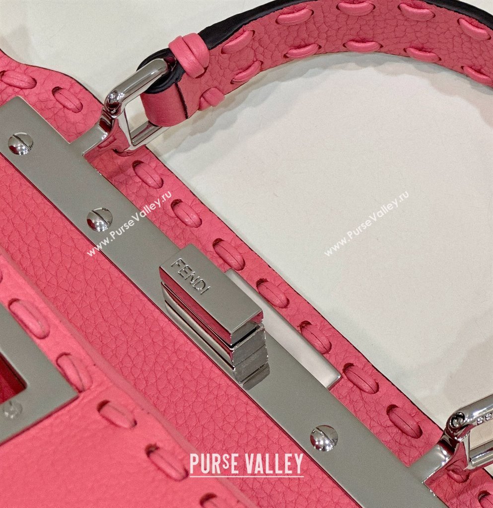 Fendi iconic Peekaboo Mini Bag Pink Selleria with 220 hand-sewn topstitches 2024 (chaoliu-24040947)