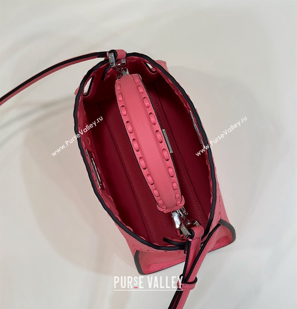 Fendi iconic Peekaboo Mini Bag Pink Selleria with 220 hand-sewn topstitches 2024 (chaoliu-24040947)