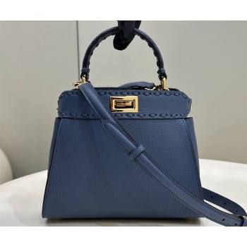 Fendi iconic Peekaboo Mini Bag blue Selleria with 220 hand-sewn topstitches 2024 (chaoliu-24040944)