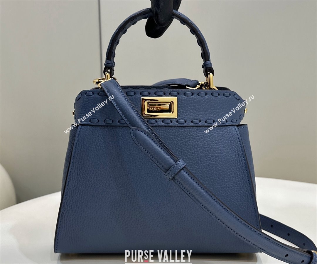 Fendi iconic Peekaboo Mini Bag blue Selleria with 220 hand-sewn topstitches 2024 (chaoliu-24040944)