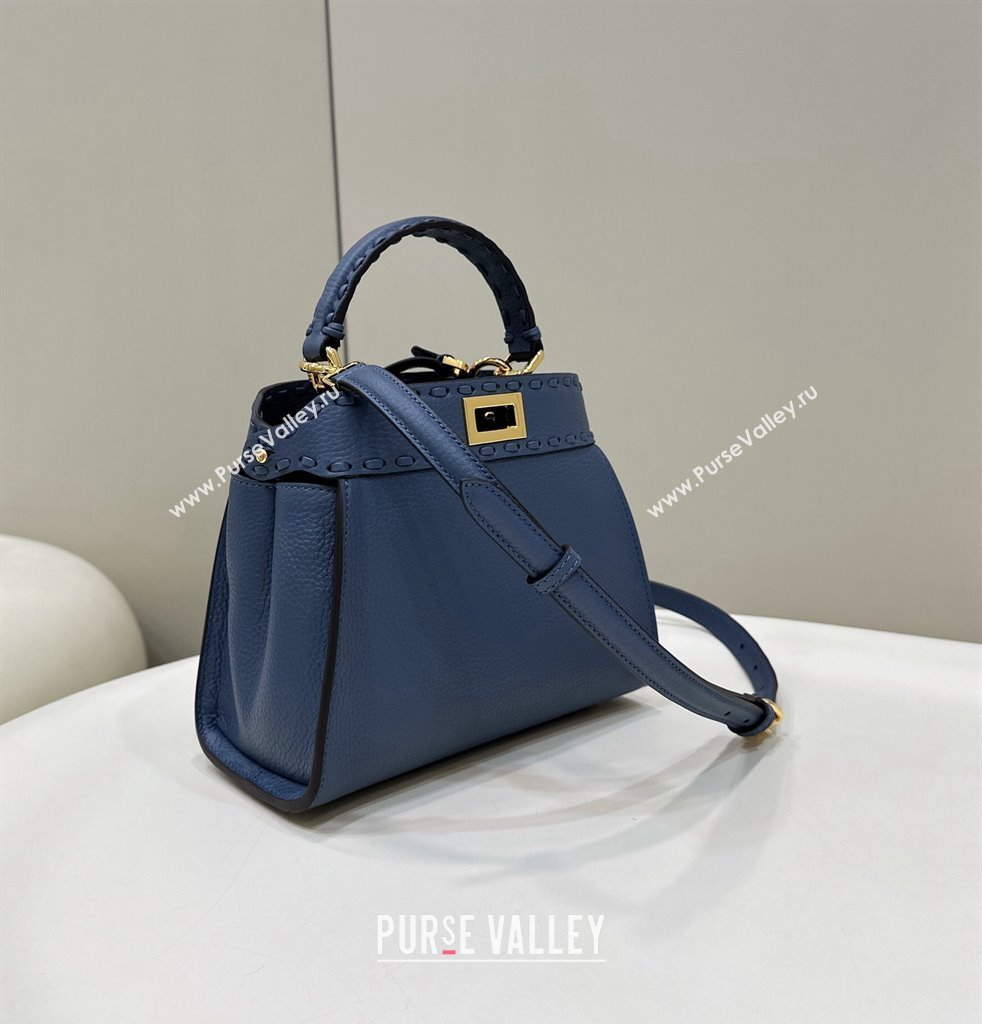 Fendi iconic Peekaboo Mini Bag blue Selleria with 220 hand-sewn topstitches 2024 (chaoliu-24040944)