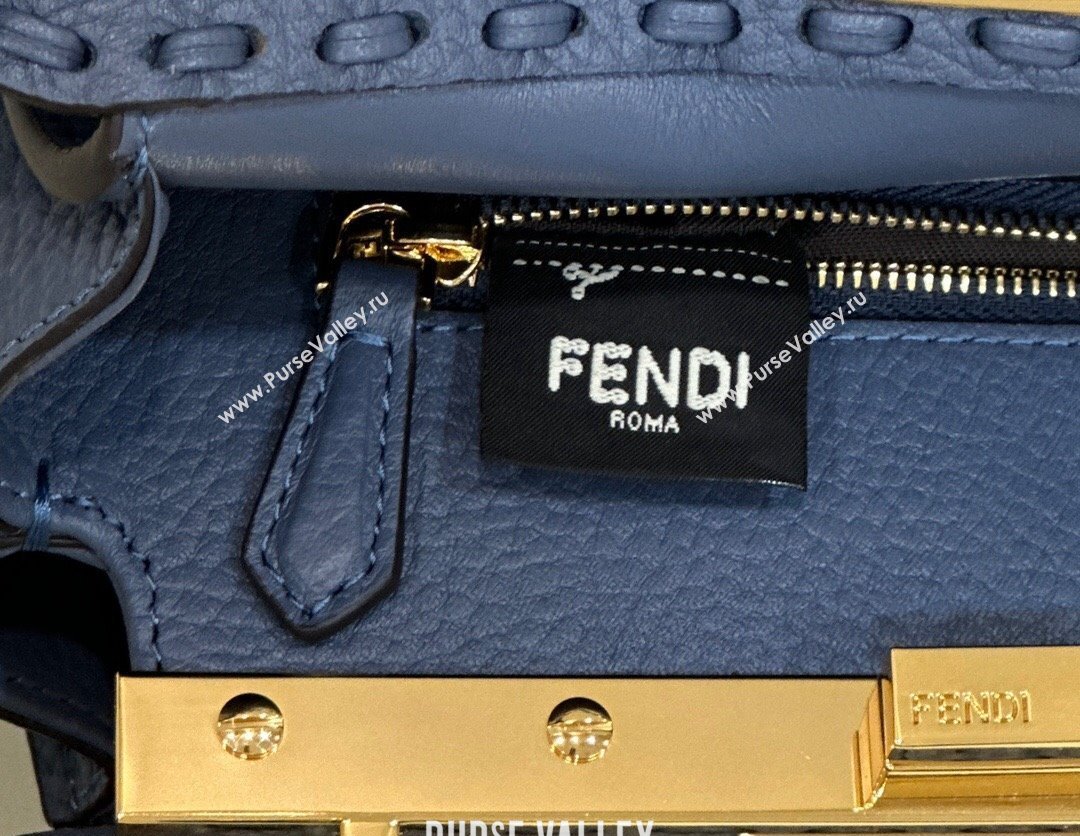 Fendi iconic Peekaboo Mini Bag blue Selleria with 220 hand-sewn topstitches 2024 (chaoliu-24040944)