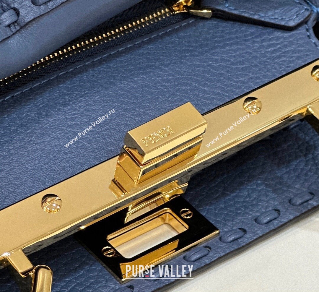 Fendi iconic Peekaboo Mini Bag blue Selleria with 220 hand-sewn topstitches 2024 (chaoliu-24040944)