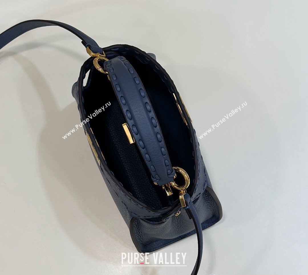 Fendi iconic Peekaboo Mini Bag blue Selleria with 220 hand-sewn topstitches 2024 (chaoliu-24040944)