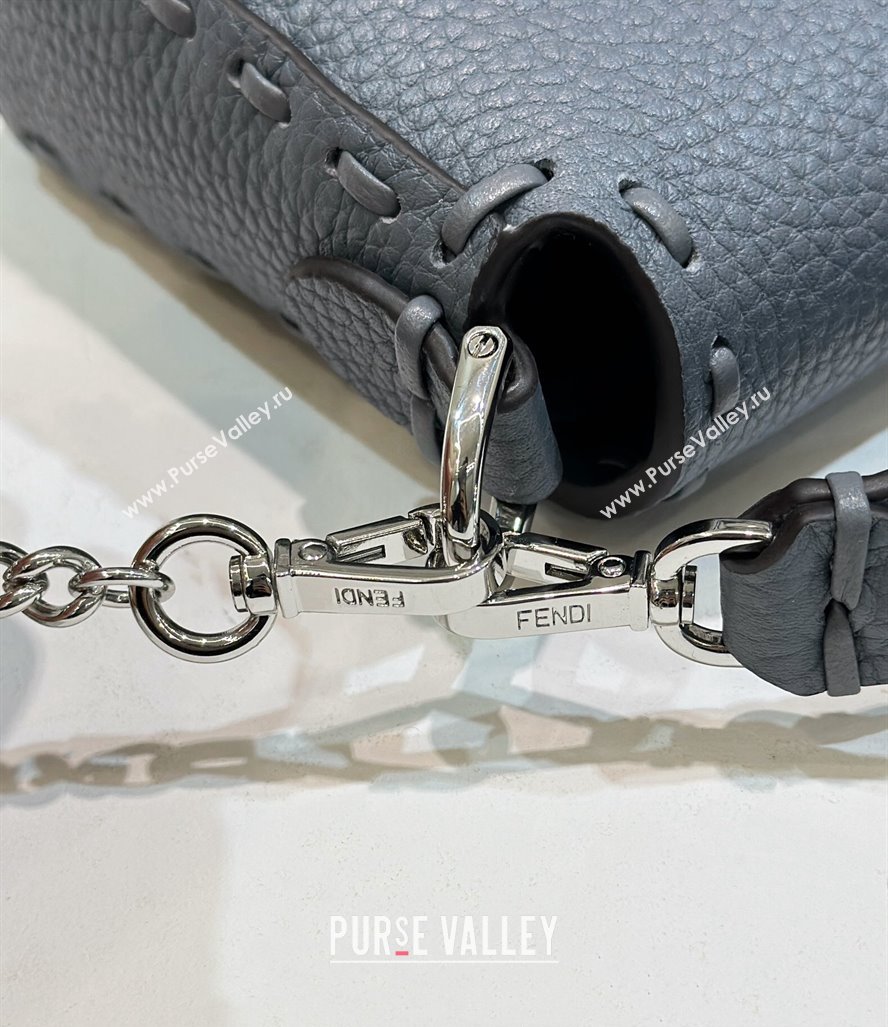 Fendi Mini Baguette Bag Gray Selleria with 309 hand-sewn topstitches 2024 (chaoliu-24040924)