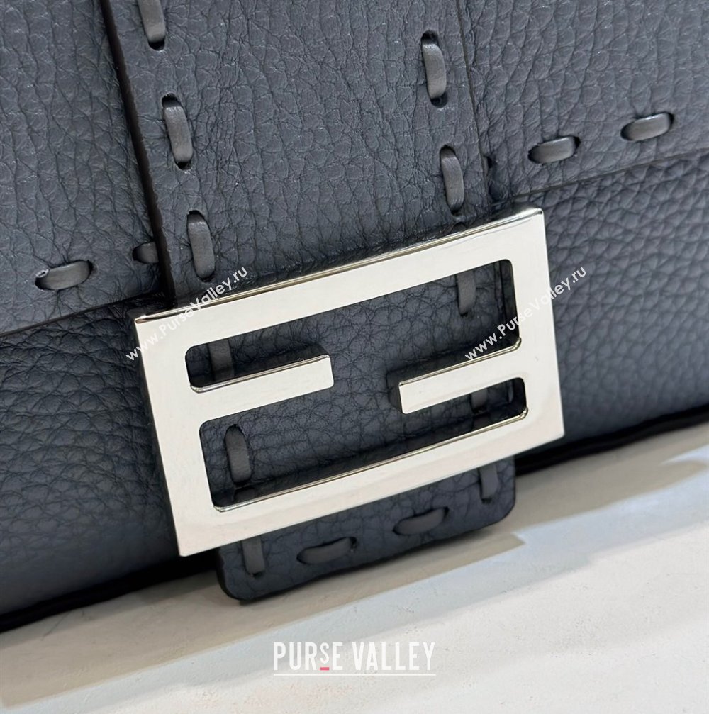 Fendi Mini Baguette Bag Gray Selleria with 309 hand-sewn topstitches 2024 (chaoliu-24040924)