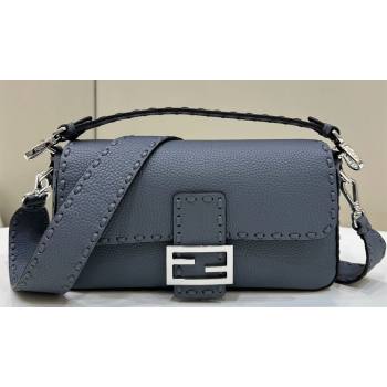 Fendi Medium Baguette Bag Gray Selleria with 612 hand-sewn topstitches 2024 (chaoliu-24040919)