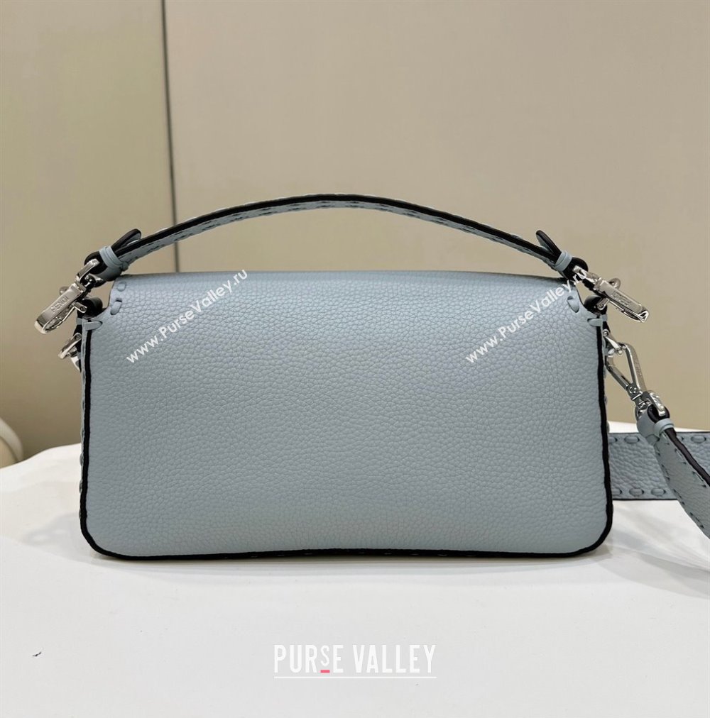 Fendi Medium Baguette Bag Light Blue Selleria with 612 hand-sewn topstitches 2024 (chaoliu-24040918)