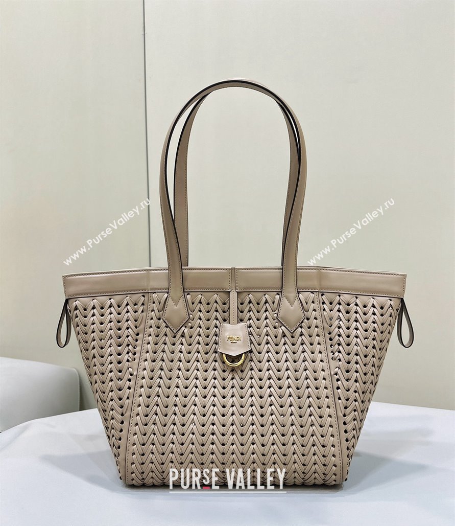 Fendi Origami Medium bag Dove gray interlaced leather bag that can be transformed 2024 (chaoliu-24040902)