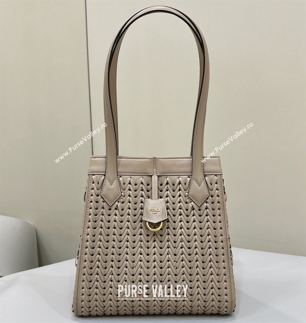 Fendi Origami Medium bag Dove gray interlaced leather bag that can be transformed 2024 (chaoliu-24040902)