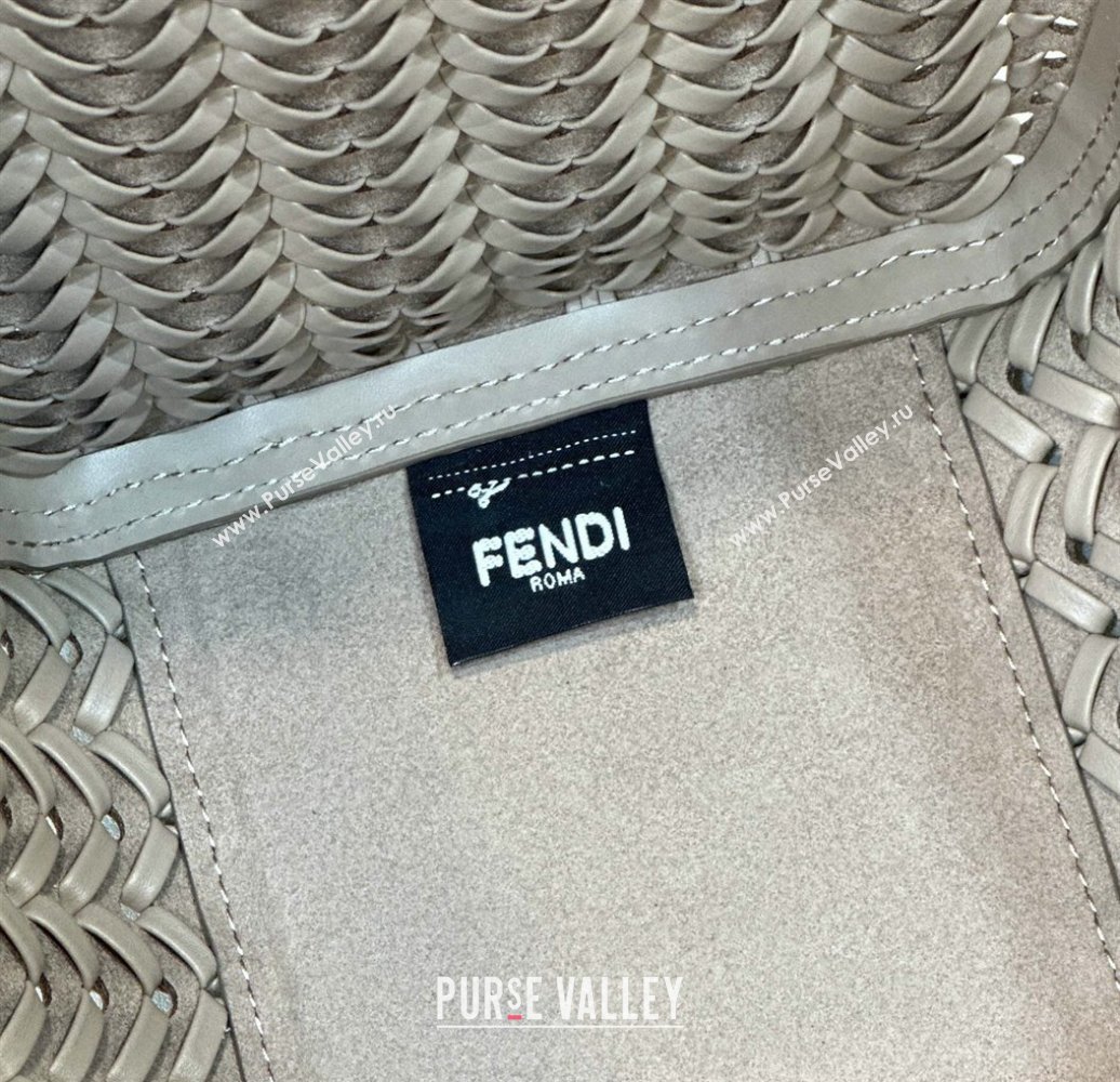 Fendi Origami Medium bag Dove gray interlaced leather bag that can be transformed 2024 (chaoliu-24040902)