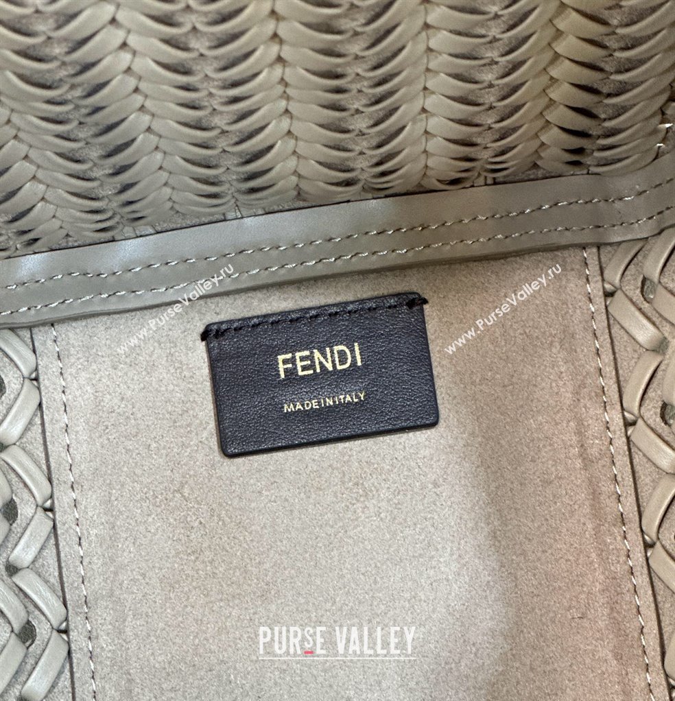 Fendi Origami Medium bag Dove gray interlaced leather bag that can be transformed 2024 (chaoliu-24040902)