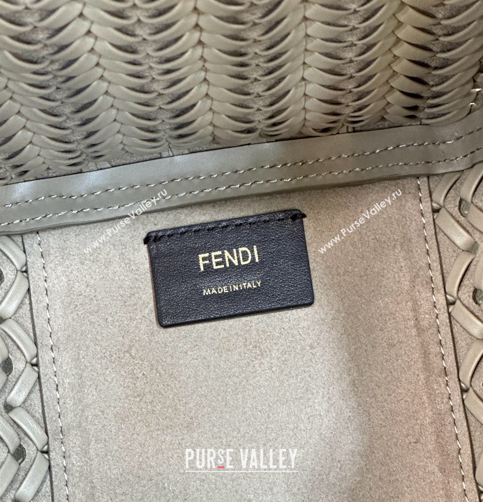 Fendi Origami Medium bag Dove gray interlaced leather bag that can be transformed 2024 (chaoliu-24040902)