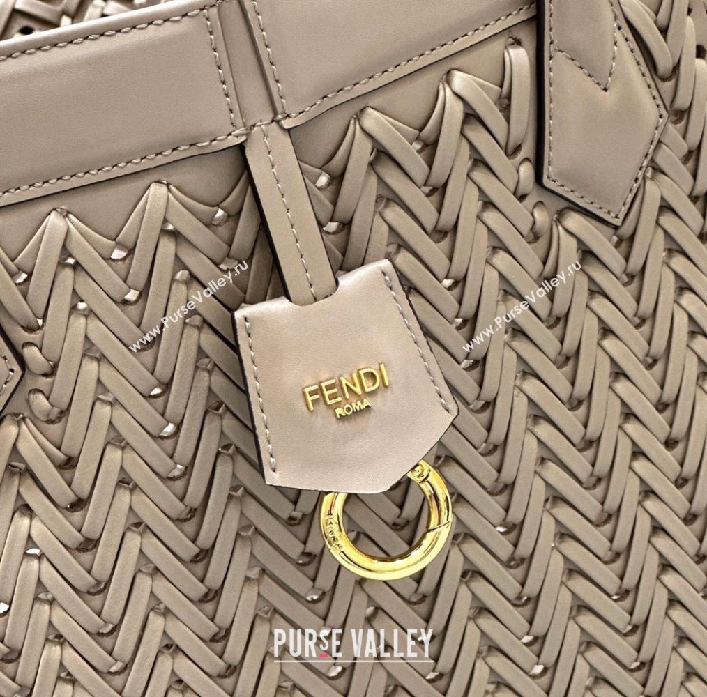 Fendi Origami Medium bag Dove gray interlaced leather bag that can be transformed 2024 (chaoliu-24040902)