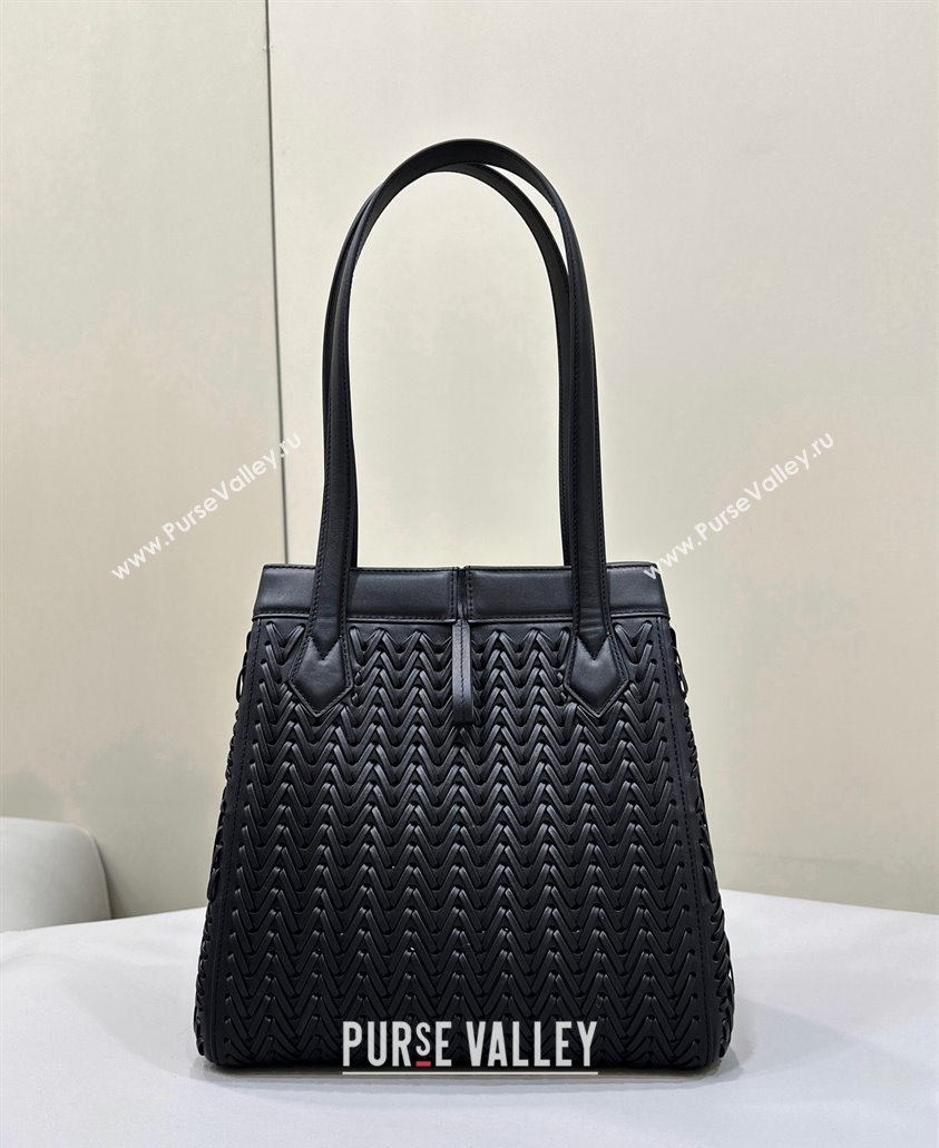 Fendi Origami Medium bag Black interlaced leather bag that can be transformed 2024 (chaoliu-24040903)