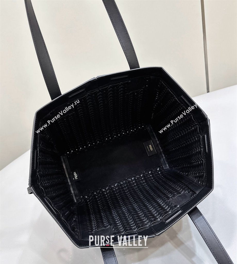 Fendi Origami Medium bag Black interlaced leather bag that can be transformed 2024 (chaoliu-24040903)