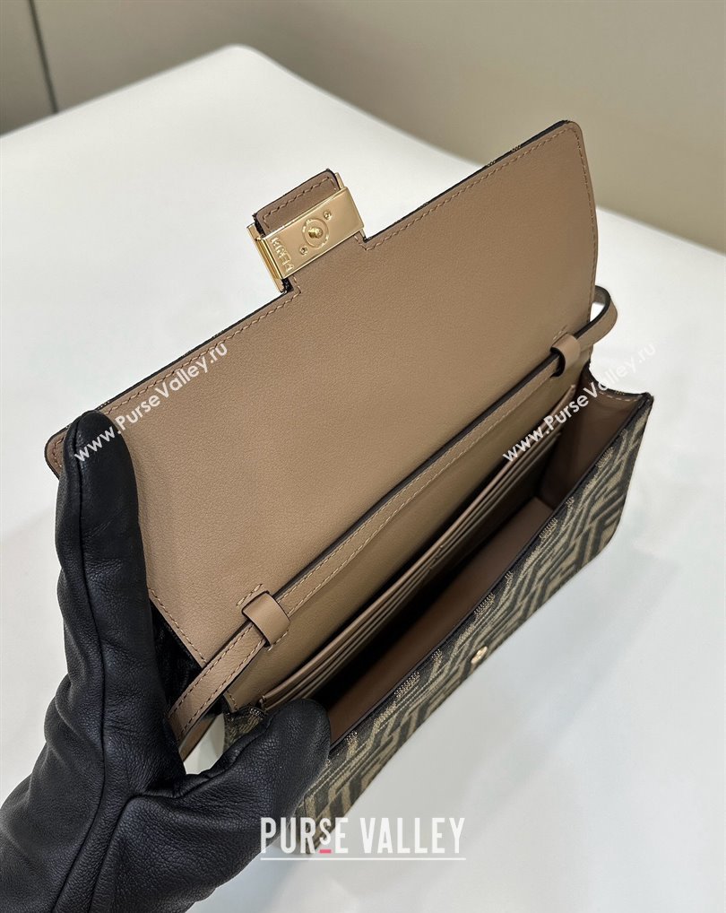 Fendi Continental Wallet With Chain Bag FF fabric Brown 2024 (chaoliu-24041060)