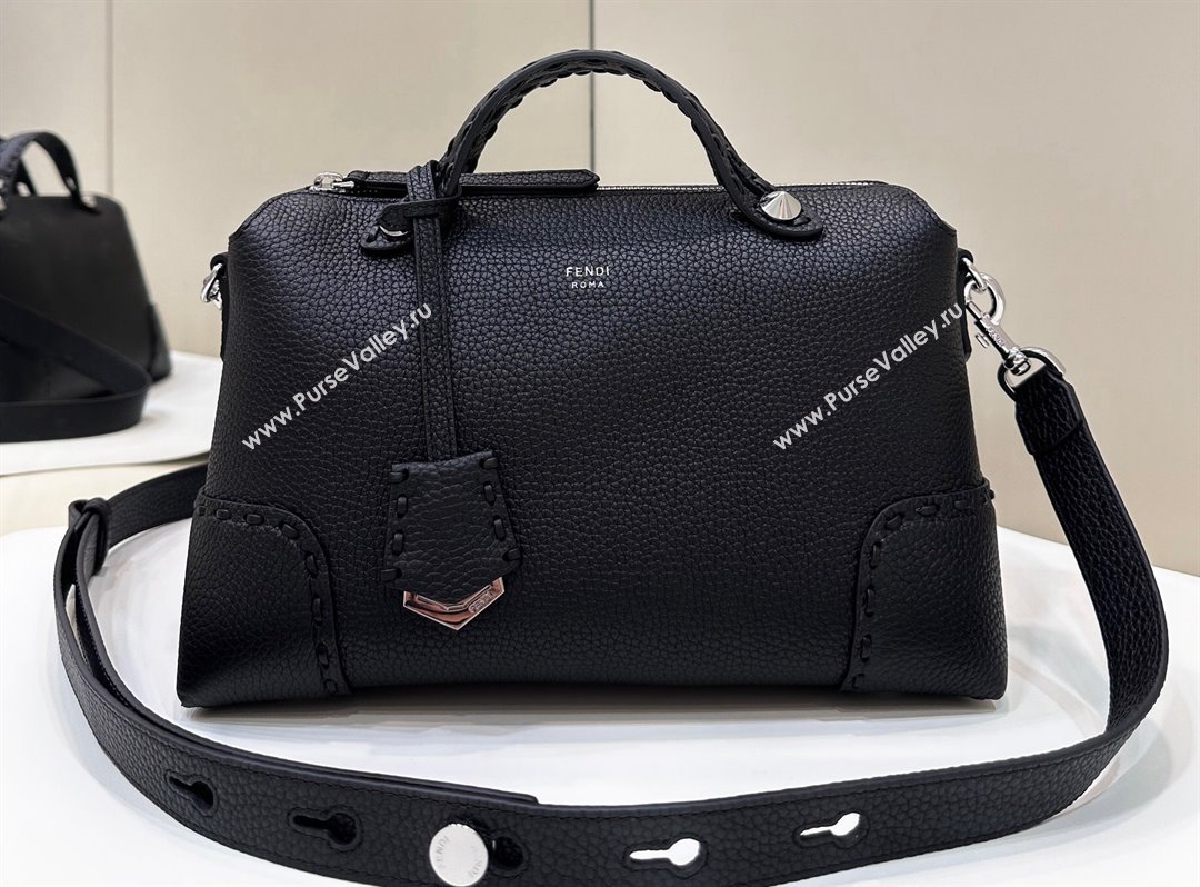Fendi By The Way Medium Bag Black Selleria with hand-sewn topstitches 2024 (chaoliu-24041056)