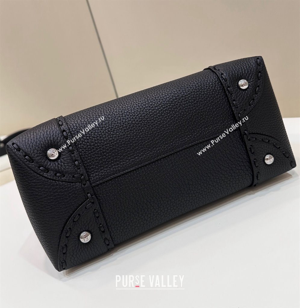 Fendi By The Way Medium Bag Black Selleria with hand-sewn topstitches 2024 (chaoliu-24041056)