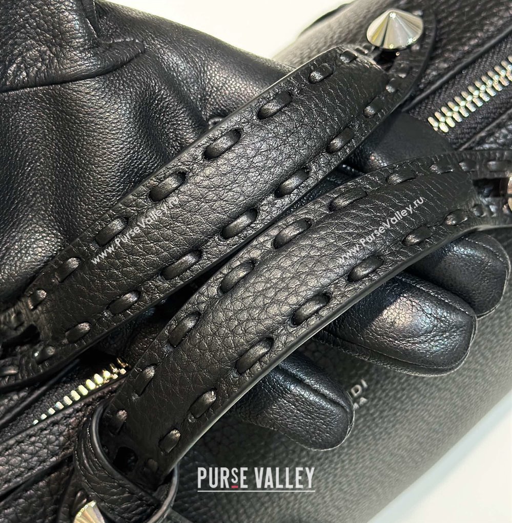 Fendi By The Way Medium Bag Black Selleria with hand-sewn topstitches 2024 (chaoliu-24041056)