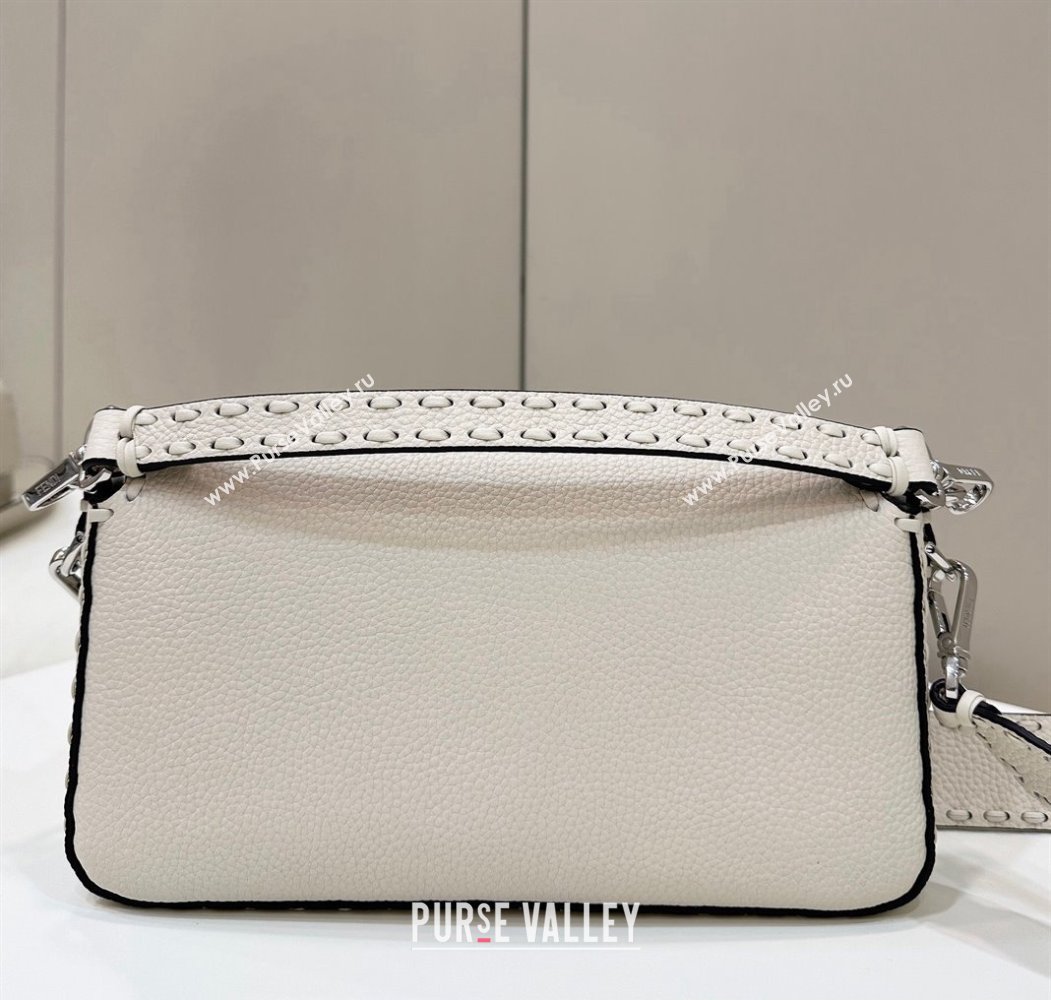 Fendi Medium Baguette Bag White Selleria with 612 hand-sewn topstitches 2024 (chaoliu-24040916)