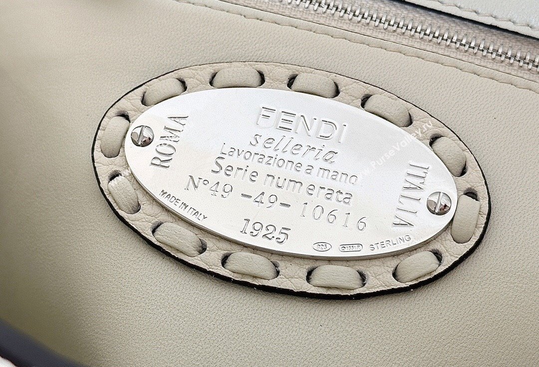 Fendi Medium Baguette Bag White Selleria with 612 hand-sewn topstitches 2024 (chaoliu-24040916)