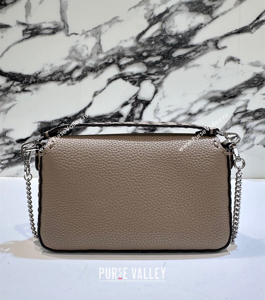 Fendi Mini Baguette Bag Dove Gray Selleria with 309 hand-sewn topstitches 2024 (chaoliu-24040922)