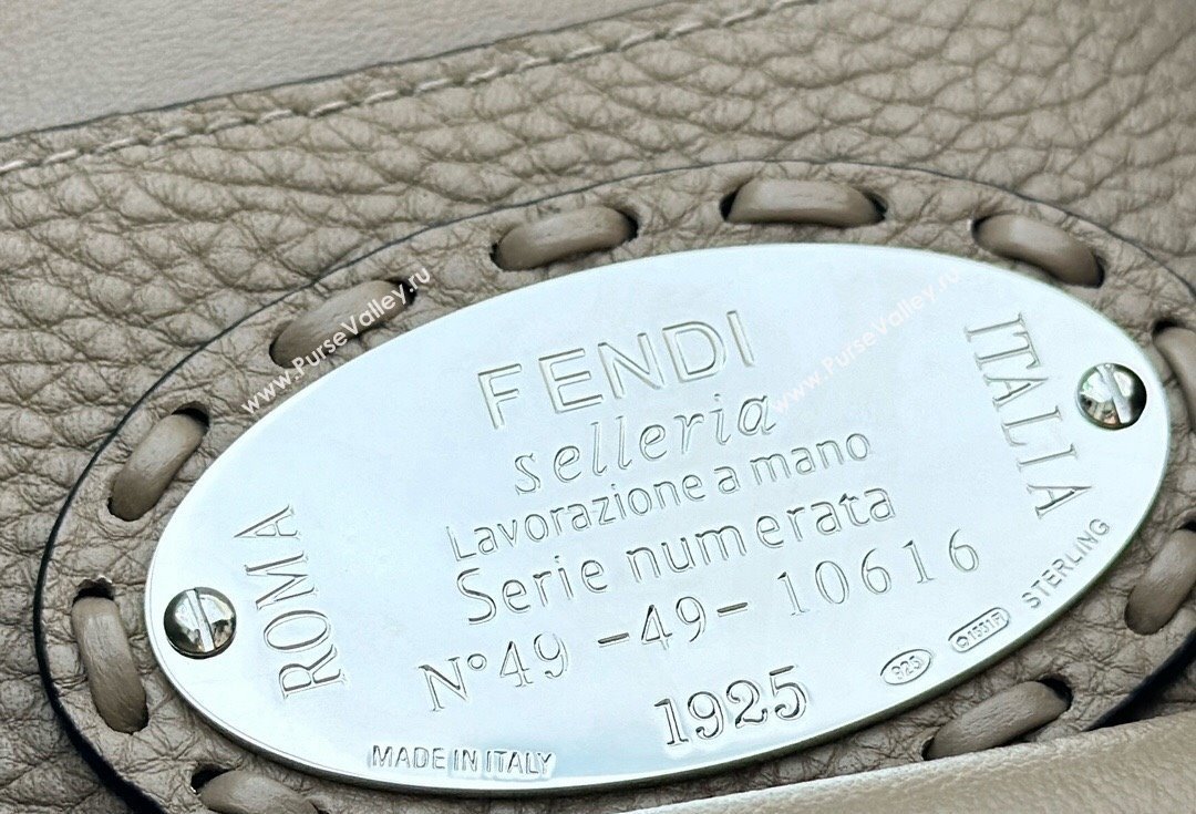 Fendi Mini Baguette Bag Dove Gray Selleria with 309 hand-sewn topstitches 2024 (chaoliu-24040922)