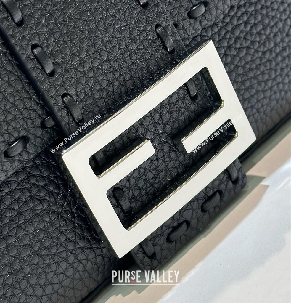 Fendi Mini Baguette Bag Black Selleria with 309 hand-sewn topstitches 2024 (chaoliu-24040921)