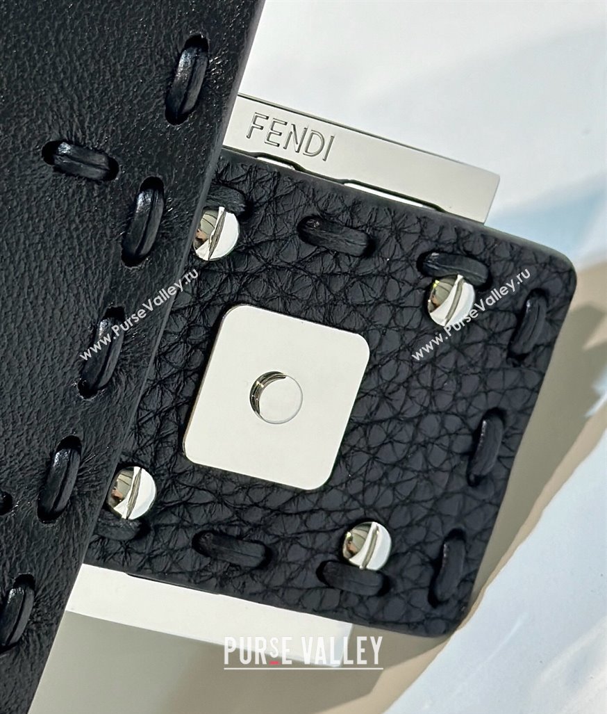Fendi Mini Baguette Bag Black Selleria with 309 hand-sewn topstitches 2024 (chaoliu-24040921)