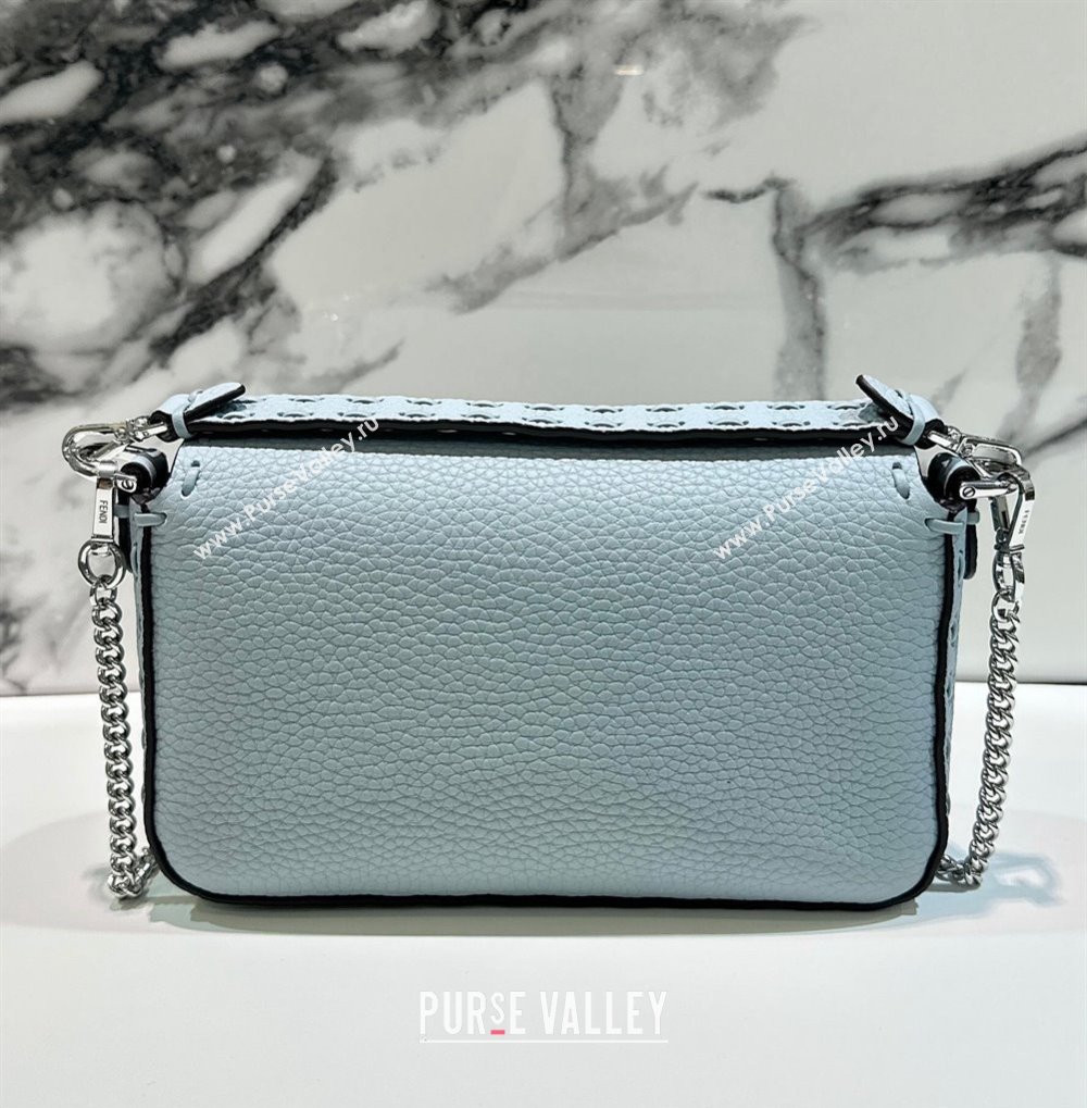 Fendi Mini Baguette Bag Light Blue Selleria with 309 hand-sewn topstitches 2024 (chaoliu-24040920)