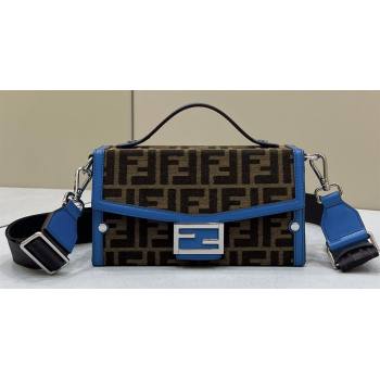 Fendi Soft Trunk Baguette Bag FF jacquard fabric Blue 2024 (chaoliu-24041053)