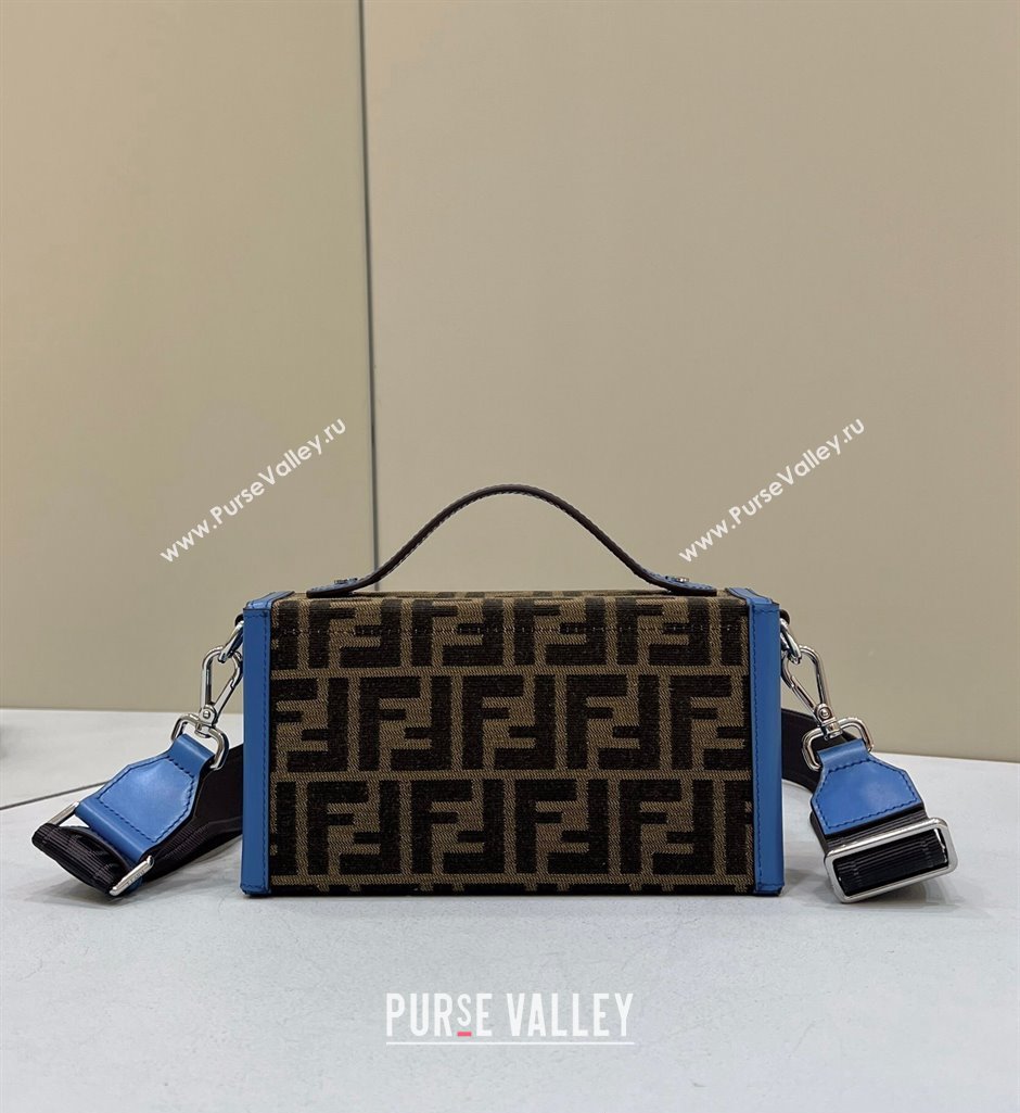 Fendi Soft Trunk Baguette Bag FF jacquard fabric Blue 2024 (chaoliu-24041053)