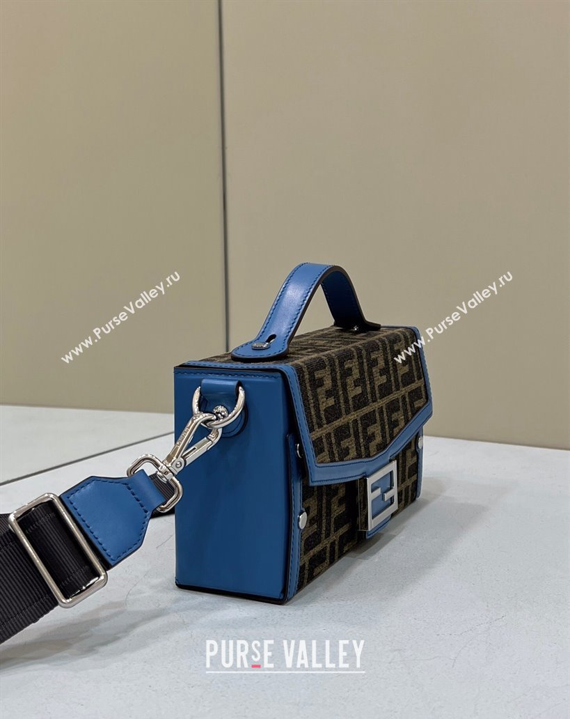 Fendi Soft Trunk Baguette Bag FF jacquard fabric Blue 2024 (chaoliu-24041053)