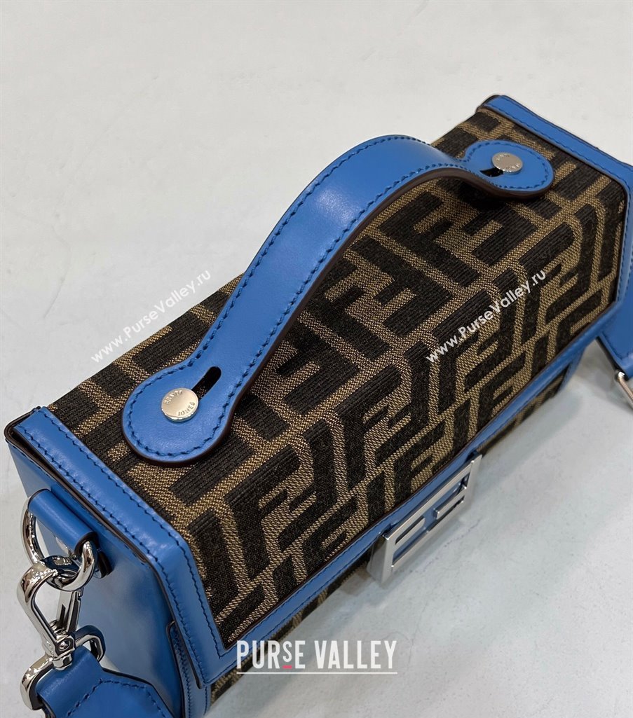 Fendi Soft Trunk Baguette Bag FF jacquard fabric Blue 2024 (chaoliu-24041053)
