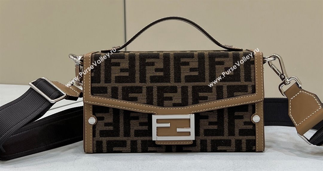 Fendi Soft Trunk Baguette Bag FF jacquard fabric Brown 2024 (chaoliu-24041054)