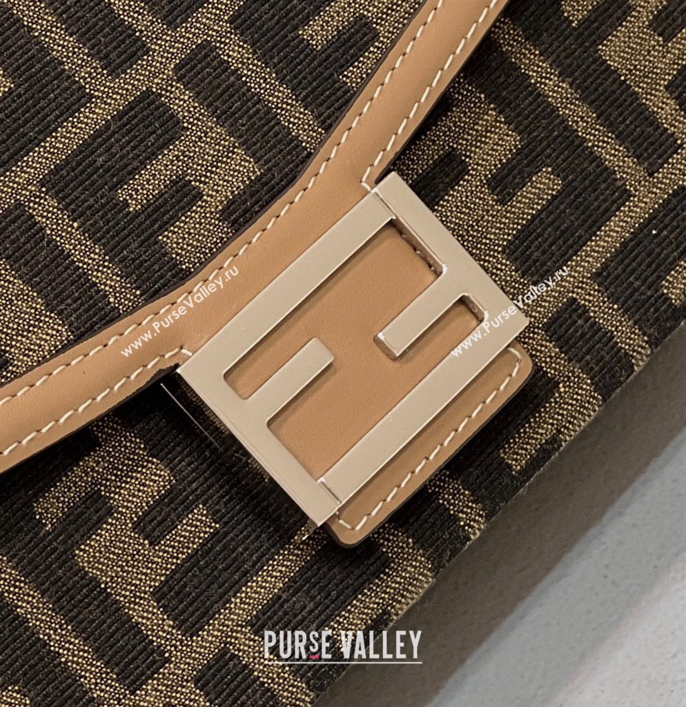 Fendi Soft Trunk Baguette Bag FF jacquard fabric Brown 2024 (chaoliu-24041054)