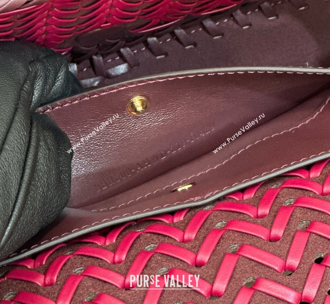 Fendi Medium Baguette Bag Red and burgundy interlaced leather and raffia 2024 (chaoliu-24040929)