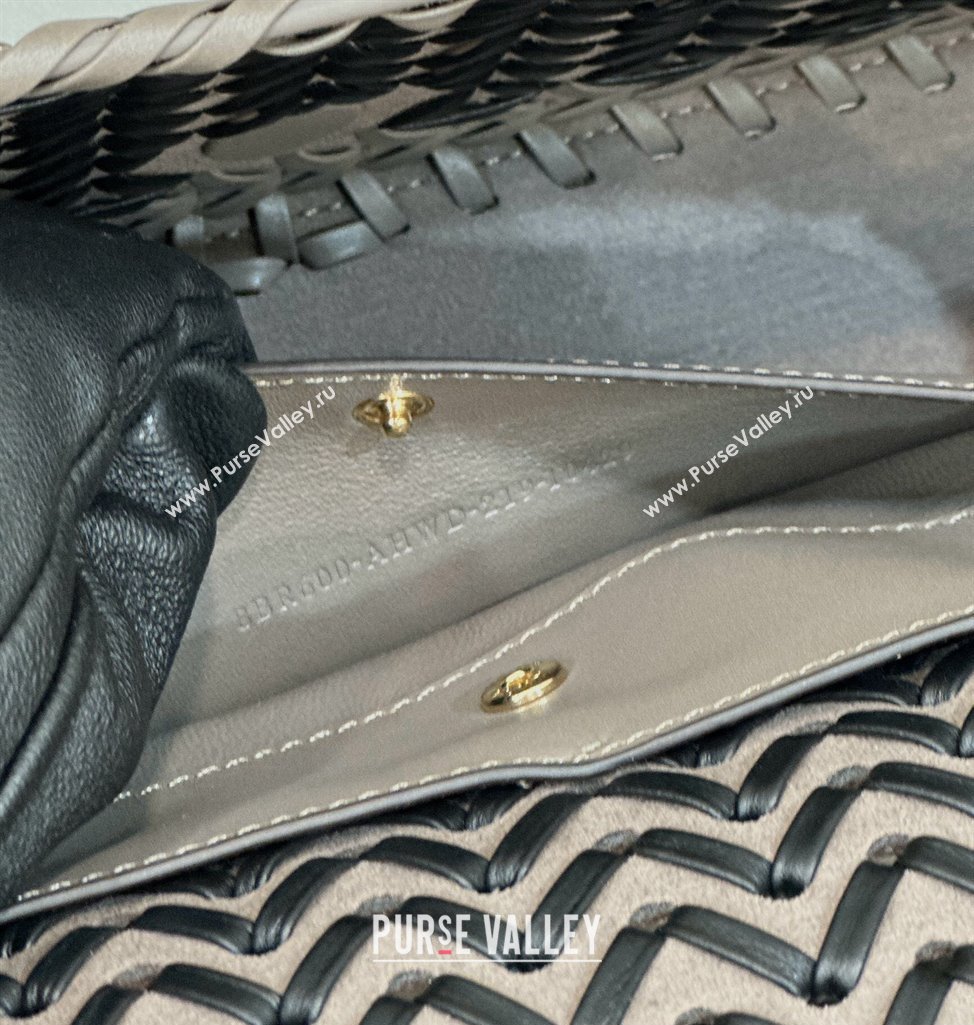 Fendi Medium Baguette Bag Black and Dove Gray interlaced leather and raffia 2024 (chaoliu-24040928)