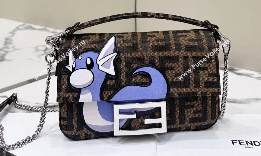 FENDI x FRGMT x POKÉMON Mini Baguette bag Brown FF fabric 2024 (chaoliu-24041045)