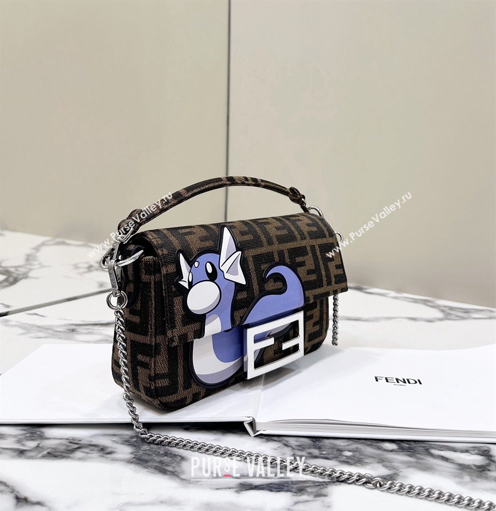 FENDI x FRGMT x POKÉMON Mini Baguette bag Brown FF fabric 2024 (chaoliu-24041045)