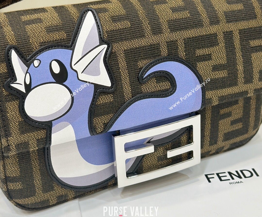 FENDI x FRGMT x POKÉMON Mini Baguette bag Brown FF fabric 2024 (chaoliu-24041045)