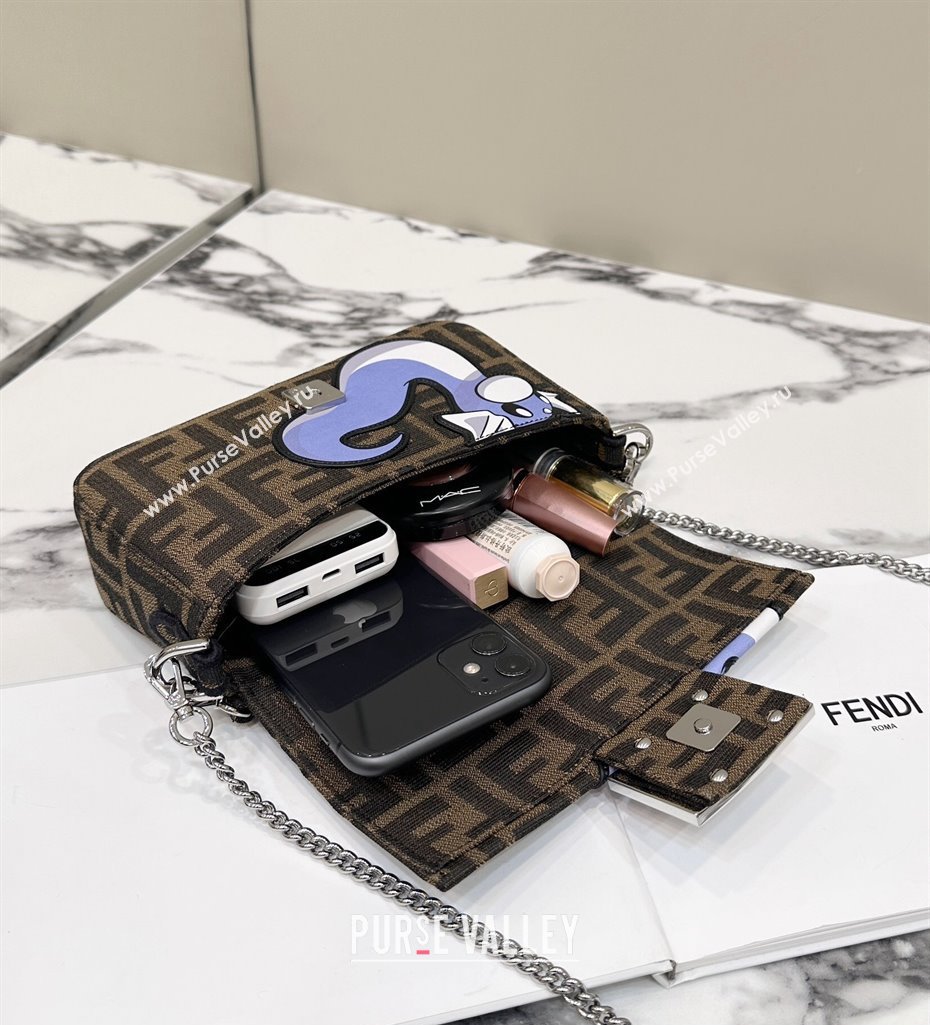 FENDI x FRGMT x POKÉMON Mini Baguette bag Brown FF fabric 2024 (chaoliu-24041045)