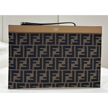 Fendi Medium Flat Pouch Bag FF fabric Brown 2024 (chaoliu-24041059)