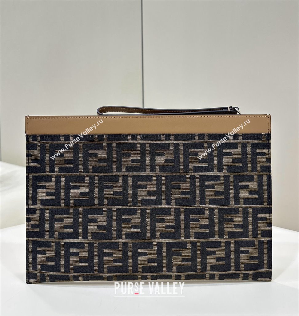 Fendi Medium Flat Pouch Bag FF fabric Brown 2024 (chaoliu-24041059)