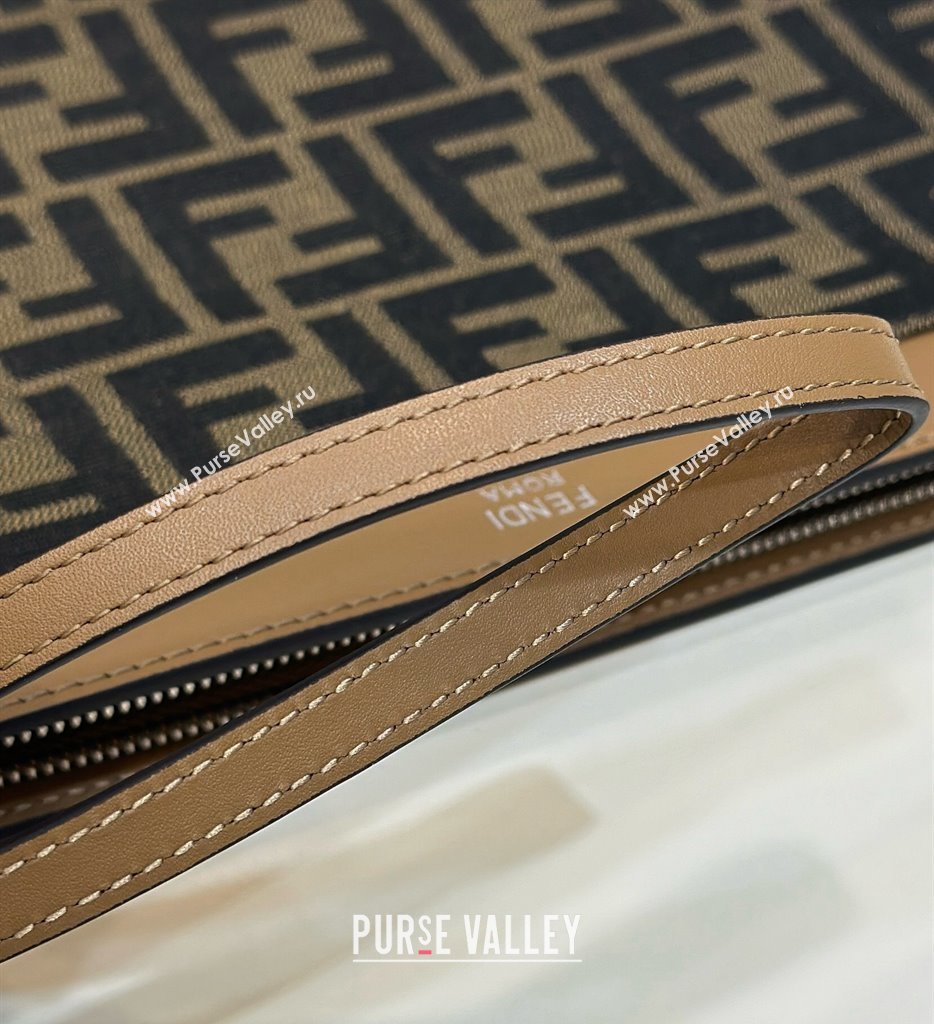 Fendi Medium Flat Pouch Bag FF fabric Brown 2024 (chaoliu-24041059)